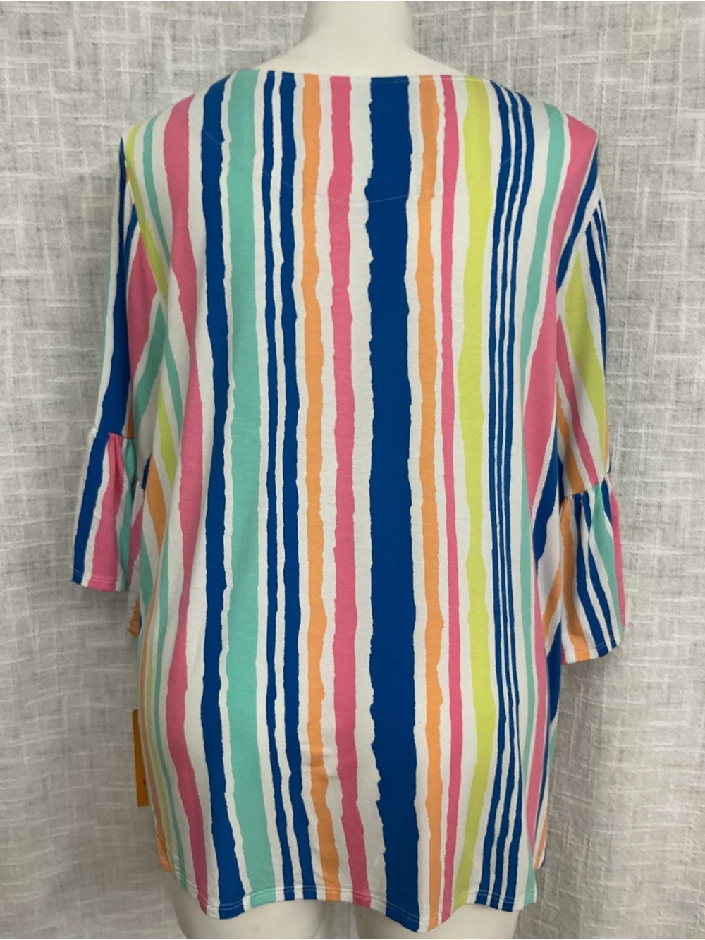 Ruby Rd. Multi-Color Striped Ruffle Sleeve Blouse - Picture 11 of 11